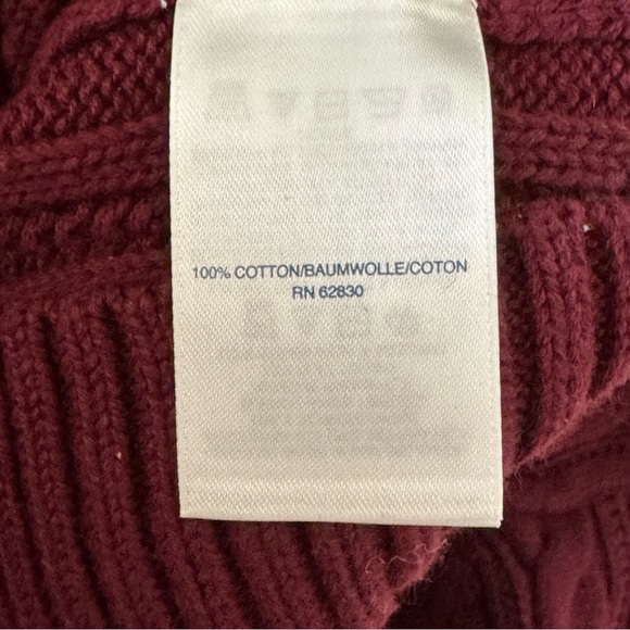 Land’s End Size Medium Maroon “Drifter” 100% Cotton Crew Neck Cable Knit Sweater - Picture 8 of 9